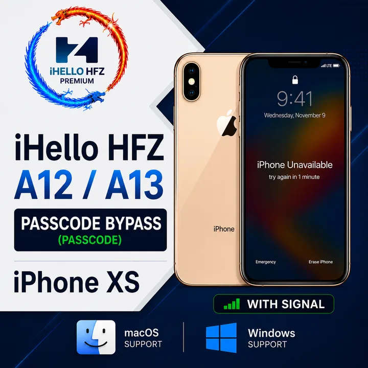 iHello HFZ (Passcode Bypass (Passcode ) iPhone XS (MAC-Windows)