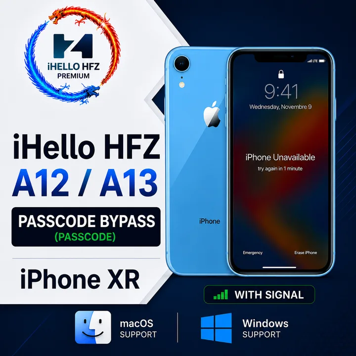 iHello HFZ (Passcode Bypass (Passcode ) iPhone XR (MAC-Windows)