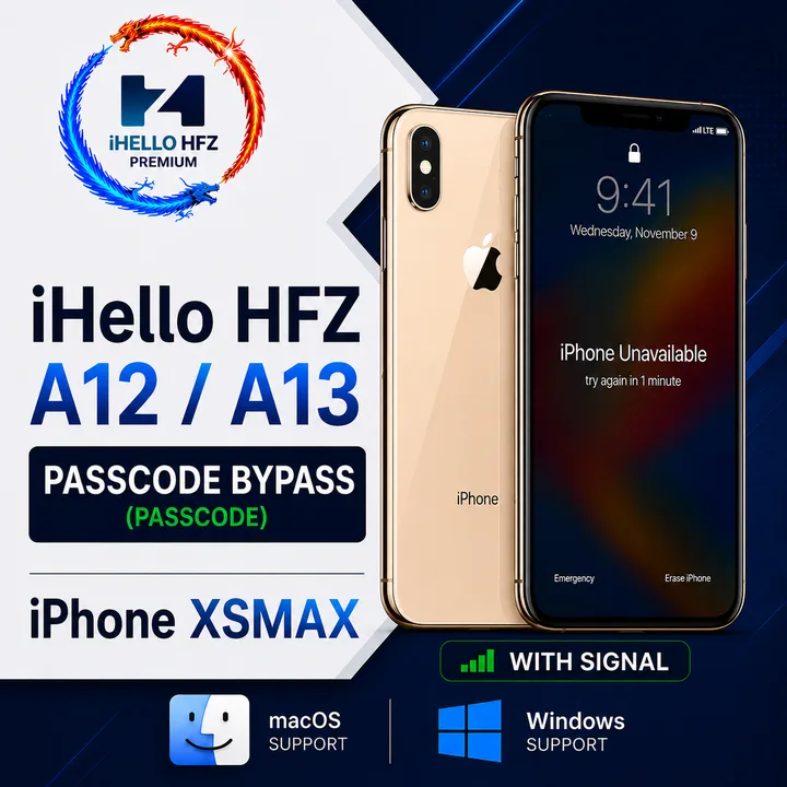 iHello HFZ (Passcode Bypass ) iPhone XSMAX (MAC-Windows)