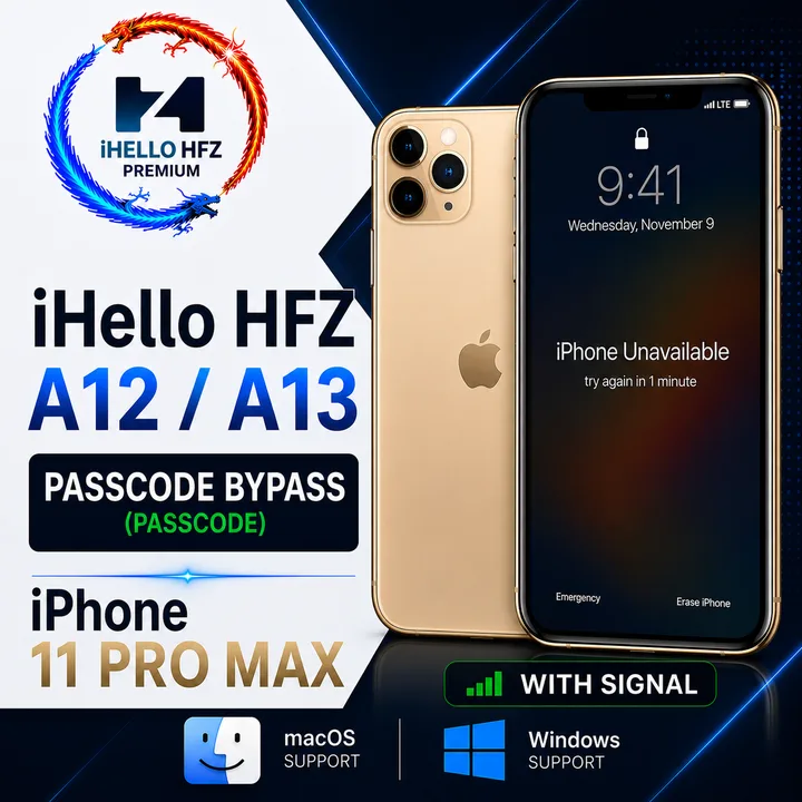 iHello HFZ (Passcode Bypass ) iPhone11PRO MAX (MAC-Windows)