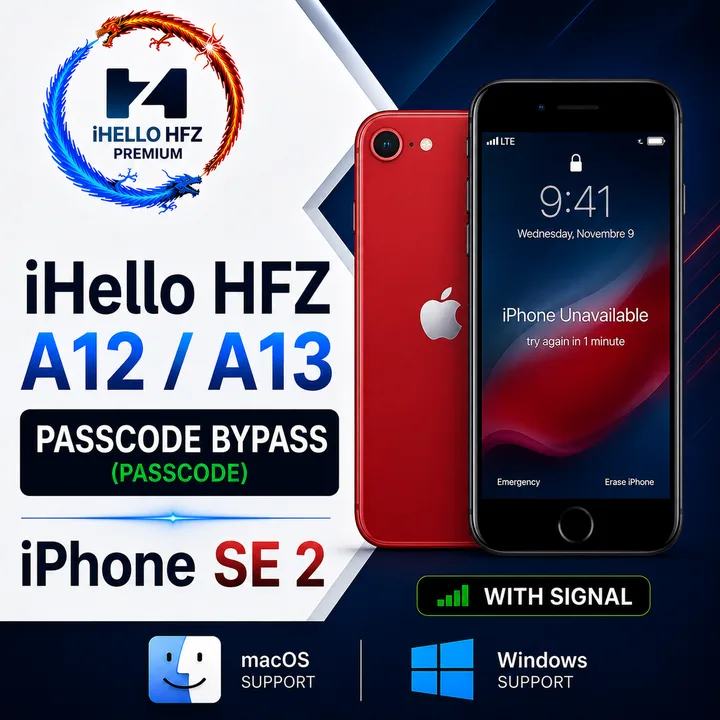 iHello HFZ (Passcode Bypass ) iPhone SE 2 (MAC-Windows)