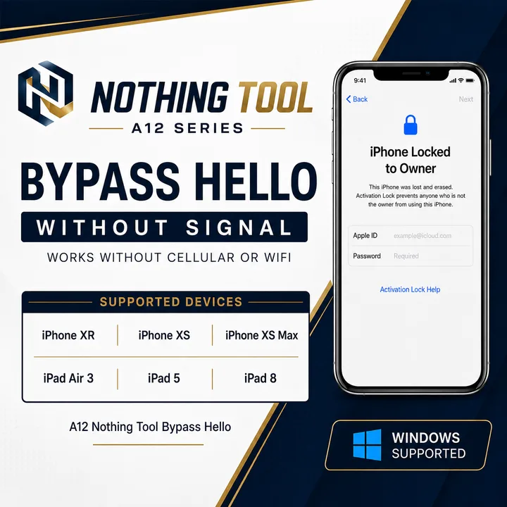 A12 Nothing Tool Bypass Hello [ XR XS XsMax 3rd 5th 8th ]